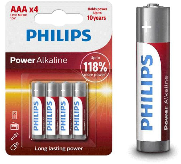 Philips Batteries AAA Alkaline 4 pack