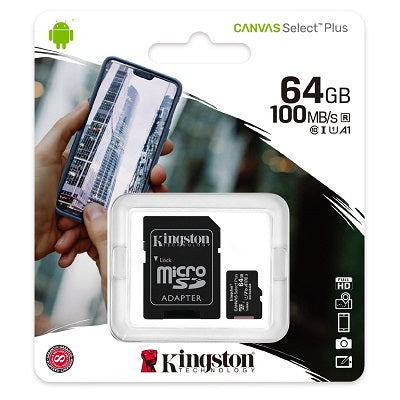 Kingston Micro SD Card 64GB Kingston Class 10 100MB Read